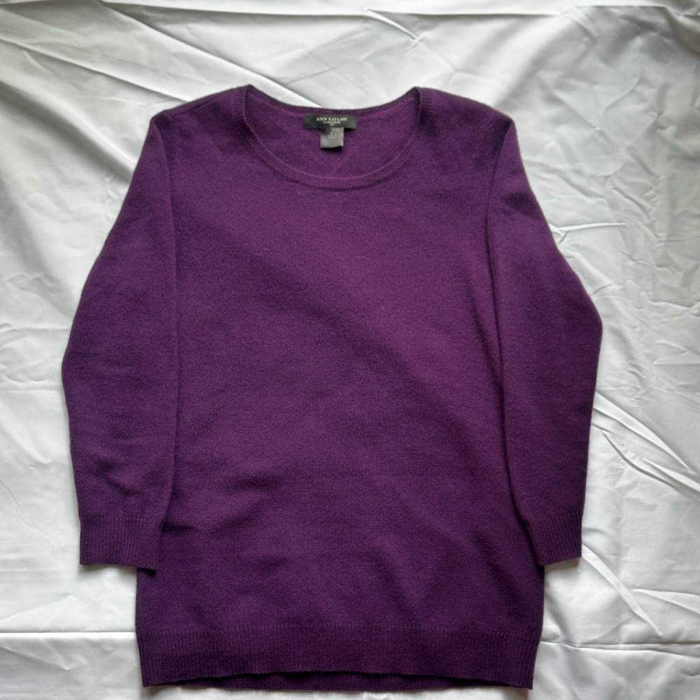 ann taylor purple cashmere sweater